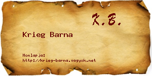 Krieg Barna névjegykártya